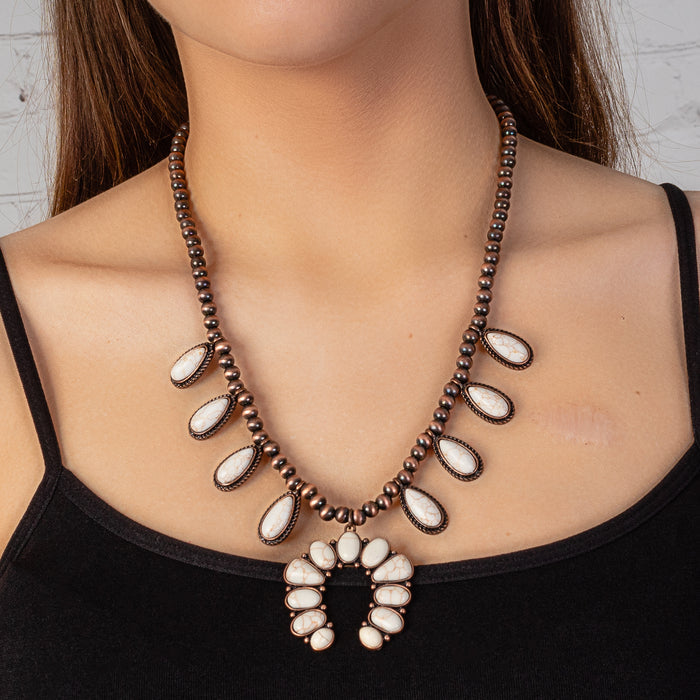 72842 - Squash Blossom Necklace - Ivory & Copper