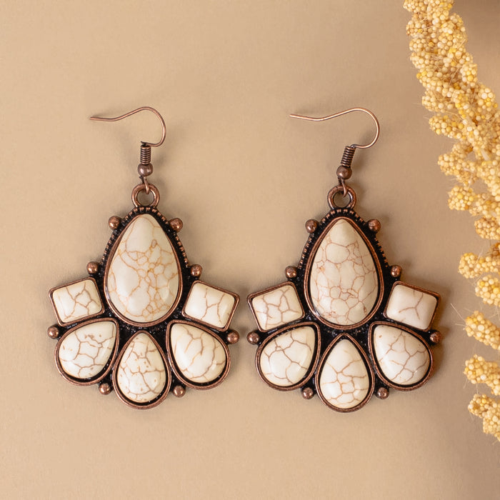 93274 - Squash Blossom Earrings - Ivory & Copper