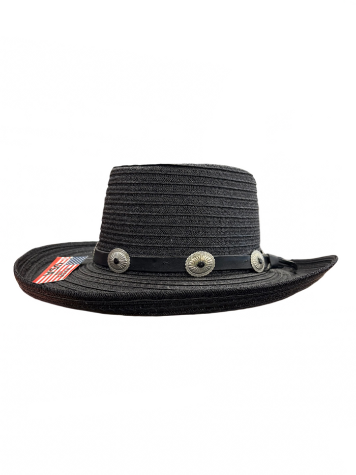 Pinzano Black Gambler Straw Milan Hat