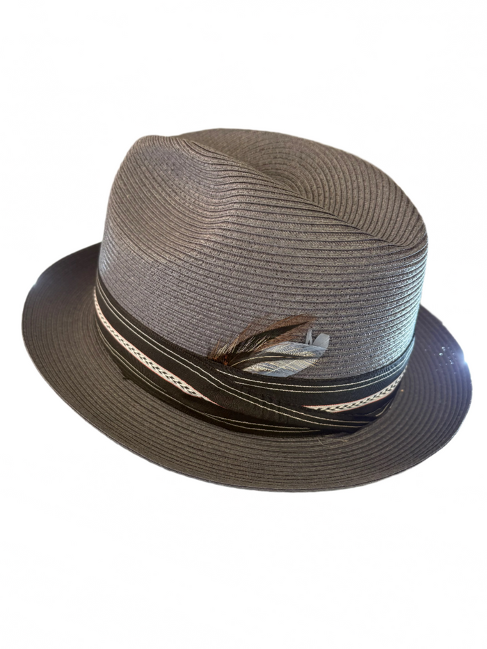 Pinzano Grey Eisenhower Milan Straw Hat
