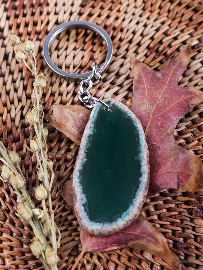 Agate Slice Keyring | Green-Image 1