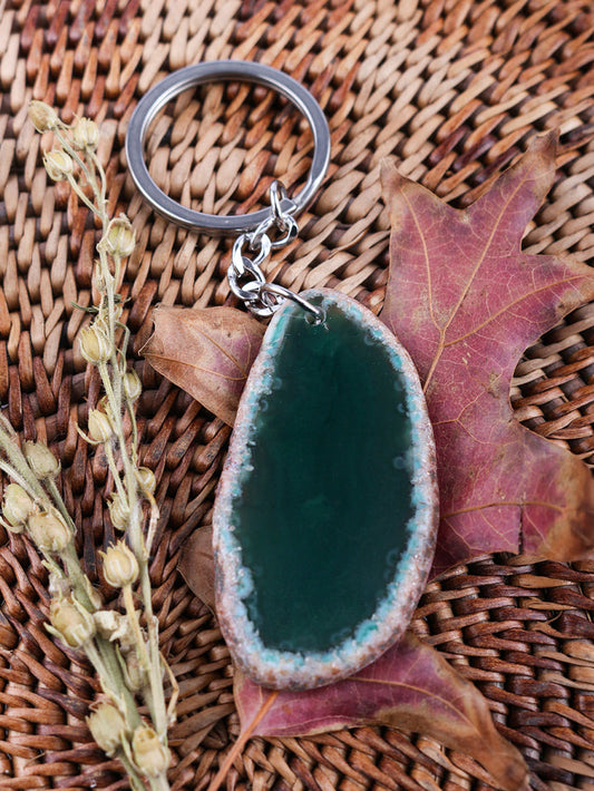 Agate Slice Keyring | Green-Image 1