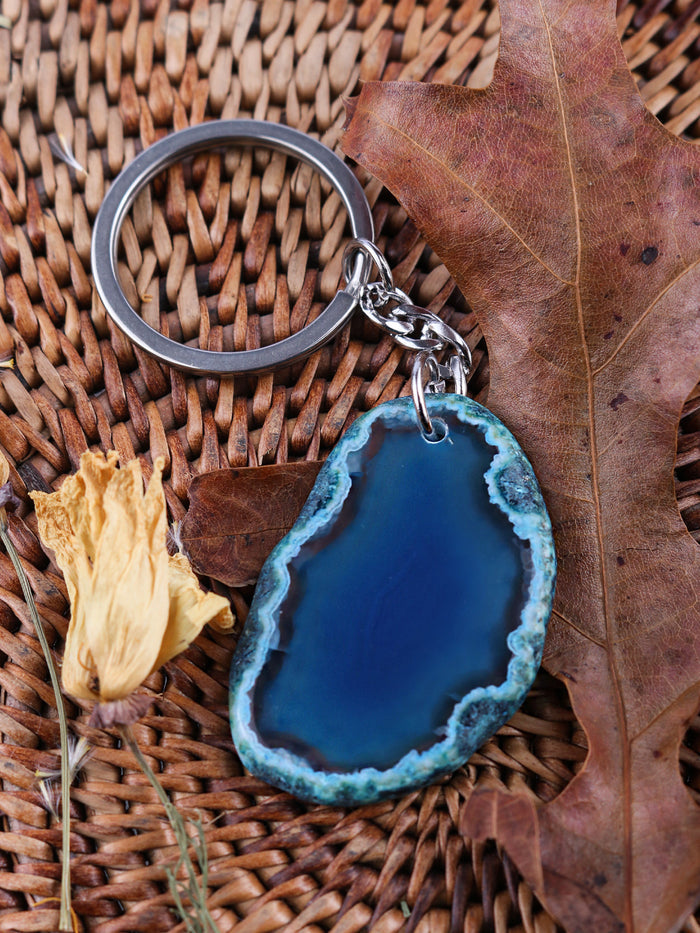 Agate Slice Keyring | Blue-Image 1