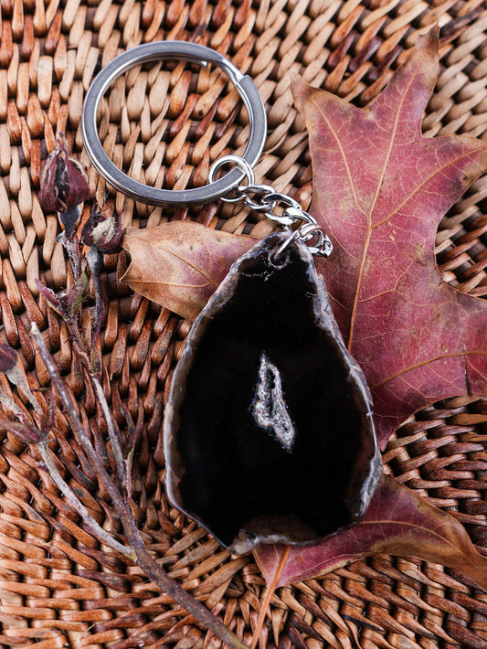 Agate Slice Keyring | Black-Image 1