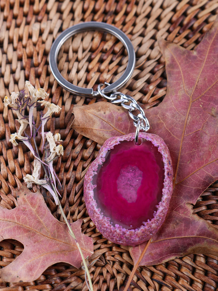 Agate Slice Keyring | Pink-Image 1