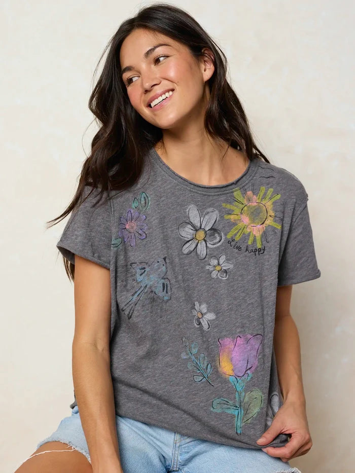 Aiden Cotton Tee - Charcoal-view 1