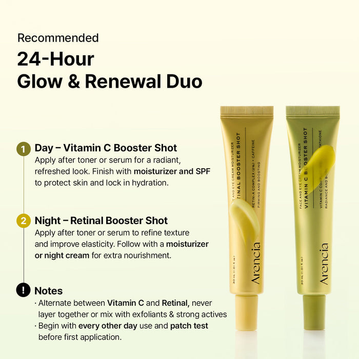 ARENCIA Booster Shot Retinal & Vitamin C Skin Renewal Duo - DOKAN