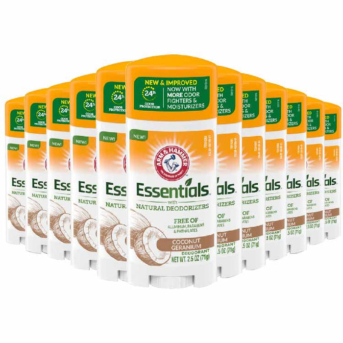 Arm & Hammer Essentials Natural Deodorant Coconut Geranium  2.5 oz  - 12 Pack