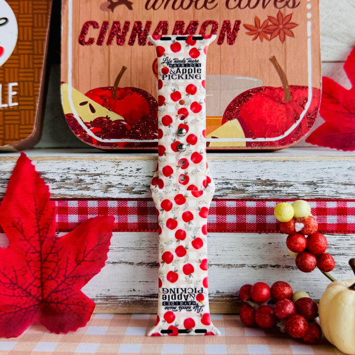 Autumn Apples Print Silicone Band For Apple Watch