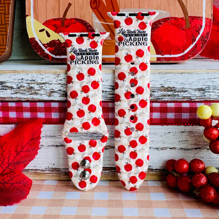 Autumn Apples Print Silicone Band For Apple Watch