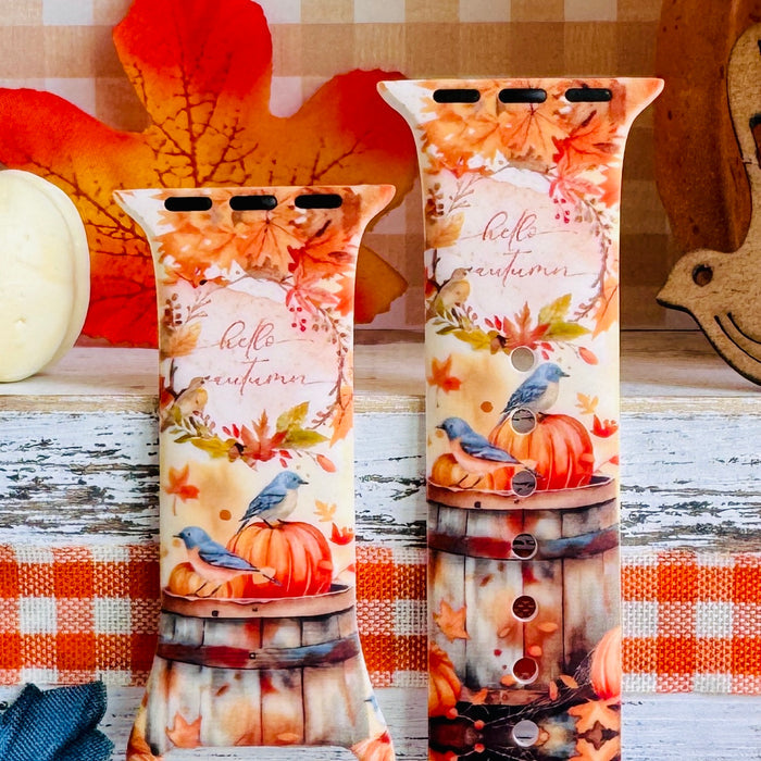 Autumn Nesting Print Silicone Band For Apple Watch