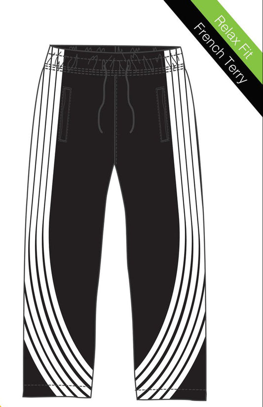 (B) ARKETYPE RACER STRIPES FLEECE PANT - P558K - BLACK