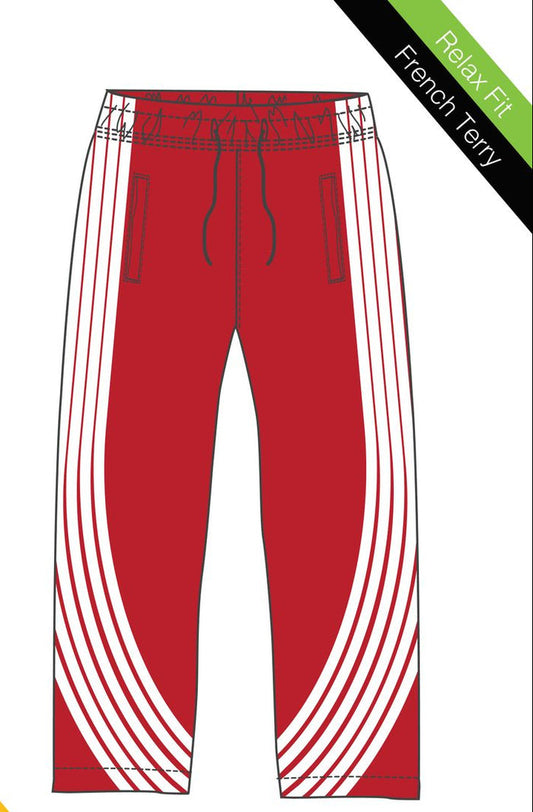 (B) ARKETYPE RACER STRIPES FLEECE PANT - P558K - RED/WHITE