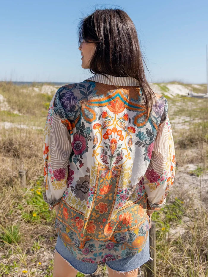 Barcelona Cotton Button Down - Paisley Floral-view 2