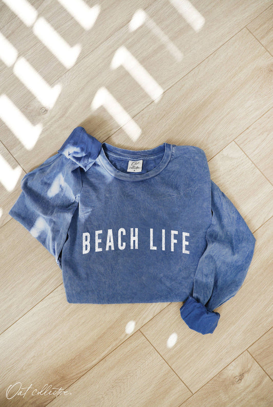 BEACH LIFE Mineral Washed Graphic Top