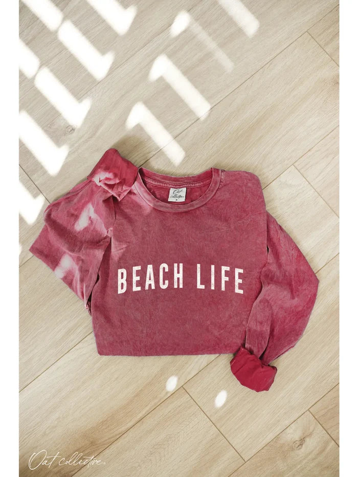 BEACH LIFE Mineral Washed Graphic Top