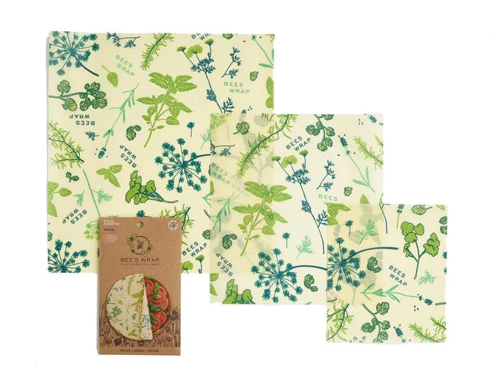 Beeswax Food Wraps - Variety Packs - Zero Waste Food Wraps, Organic, 3 Pack, Beeswax or Vegan