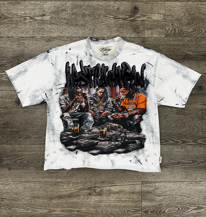 BKYS "DESTRUCTION" F-TERRY CROPPED T-SHIRT - T1453 - WHITE