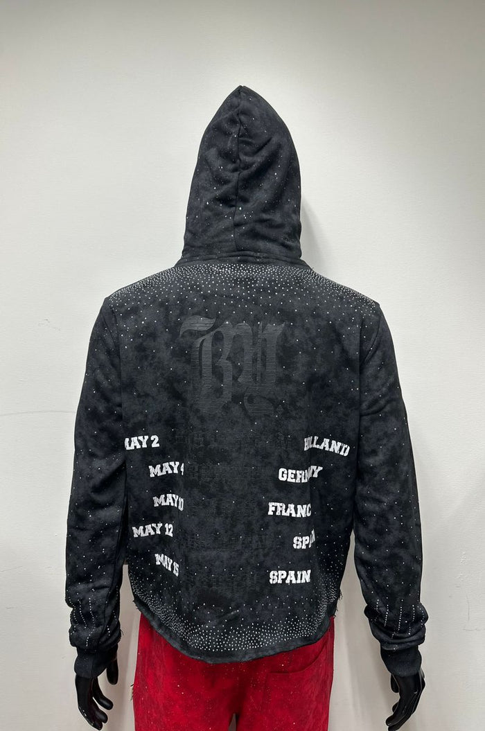 BKYS ESCAPE F-TERRY CROPPED HOODIE  SET - H1407SET - BLACK