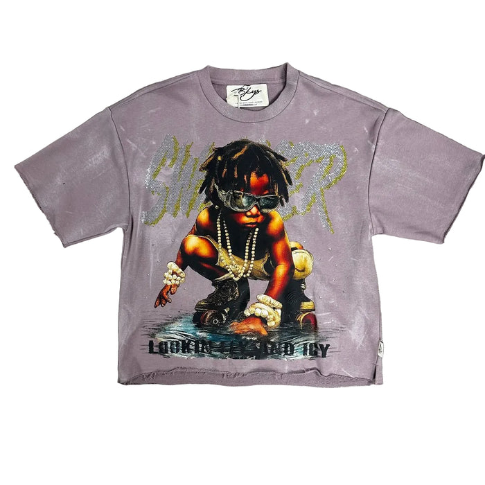 BKYS "SWAGGER" F-TERRY CROPPED T-SHIRT - T1452 - LAVENDER