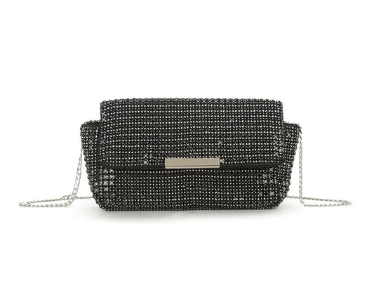 Black Diamante Mini Clutch Bag