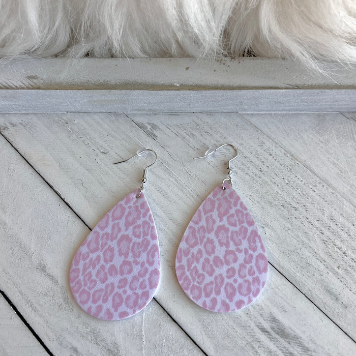 Blush Leopard Faux Leather Teardrop Ear Bling Two Styles Available
