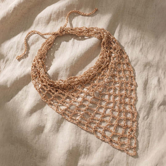 Lightweight bohemian headwrap in dull gold zari - effortlessly ties with casual and dressy looks