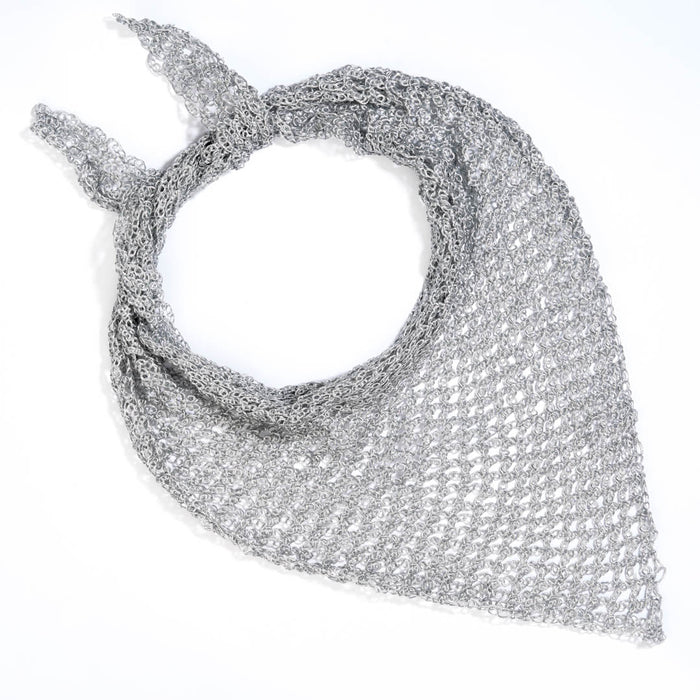 Bohemian Crochet Headscarf - Silver - Medium