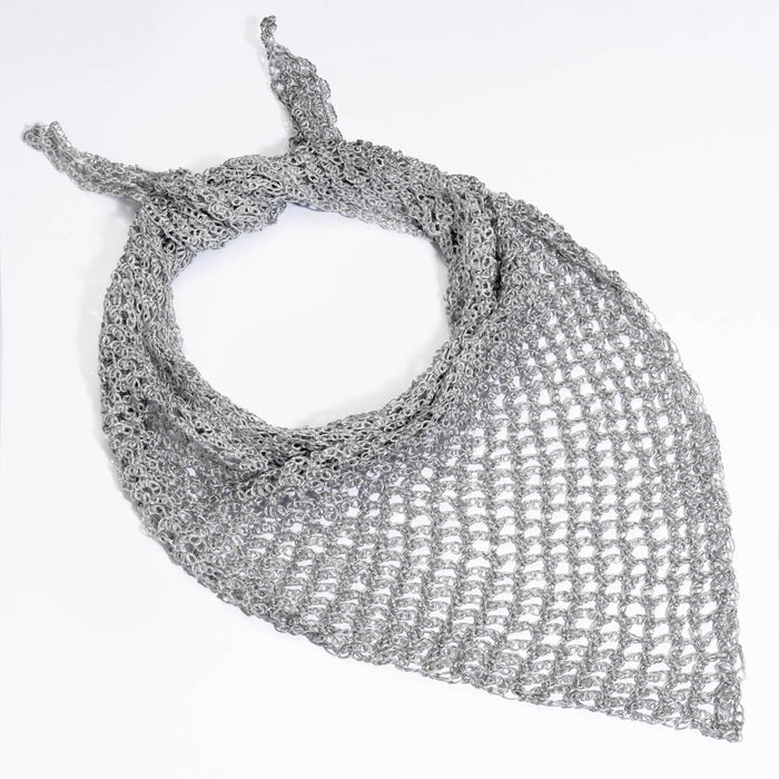 Bohemian Crochet Headscarf - Silver - Medium