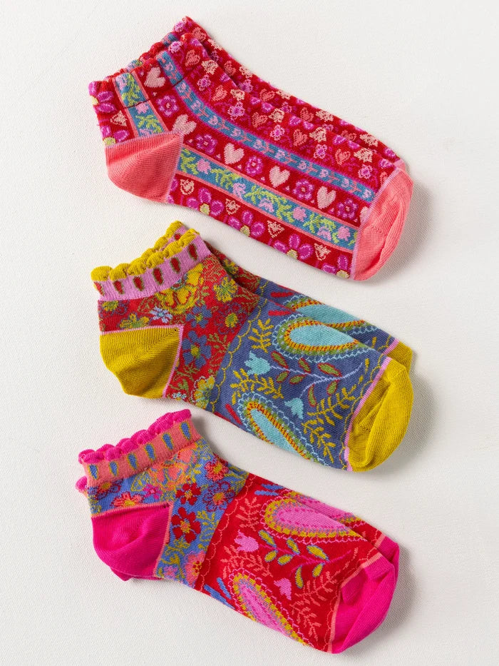 Cozy Ankle Socks, Set of 3 - Hearts-view 1