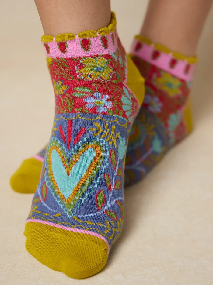 Cozy Ankle Socks, Set of 3 - Hearts-view 3
