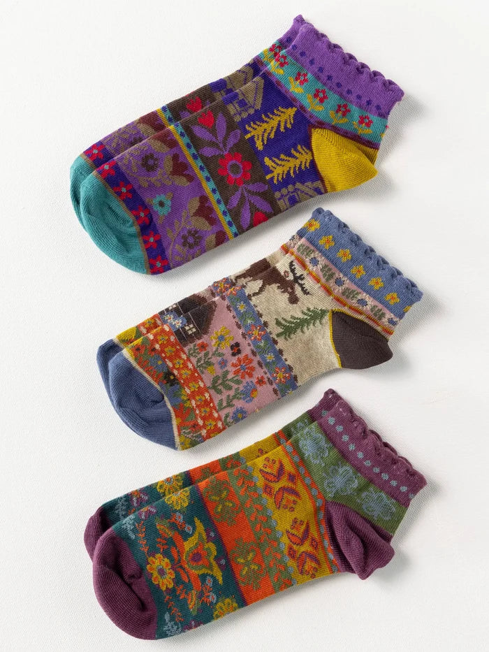 Cozy Ankle Socks, Set of 3 - Moose-view 2