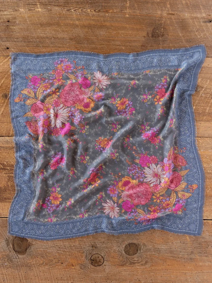 Boho Bandana Scarf - English Garden Charcoal-view 1