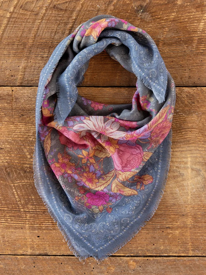 Boho Bandana Scarf - English Garden Charcoal-view 3