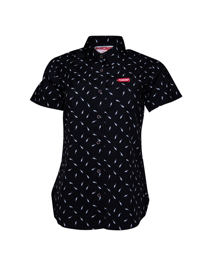 Bolt Women's Short Sleeve Party Shirt - White/Black