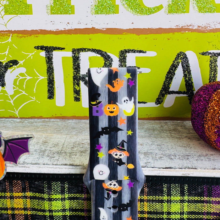 boo crew samsung galaxy watch band 20mm silicone ghost and pumpkin print