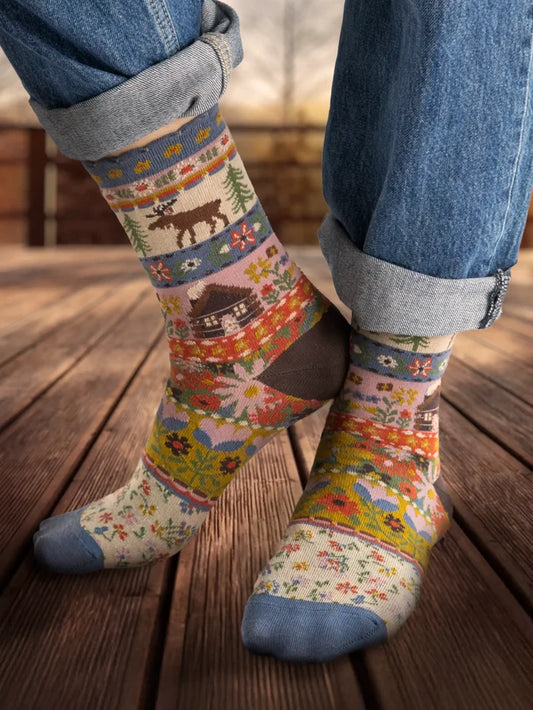 Boxed Boho Sock Set, Set of 3 - Maroon Moose-view 1