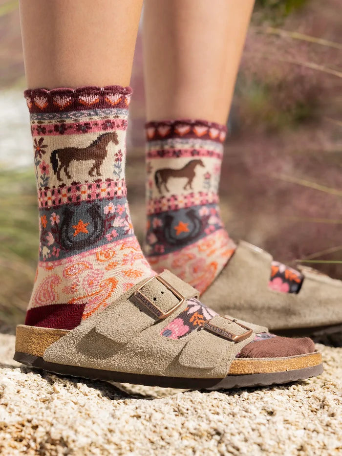 Boxed Boho Sock Set, Set of 3 - Red Horses-view 3