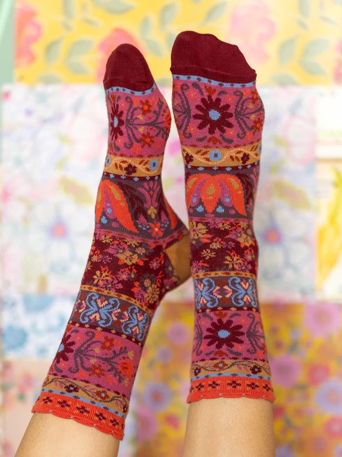 Boxed Boho Sock Set, Set of 3 - Striped Floral-view 2
