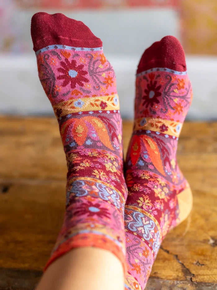 Boxed Boho Sock Set, Set of 3 - Striped Floral-view 3