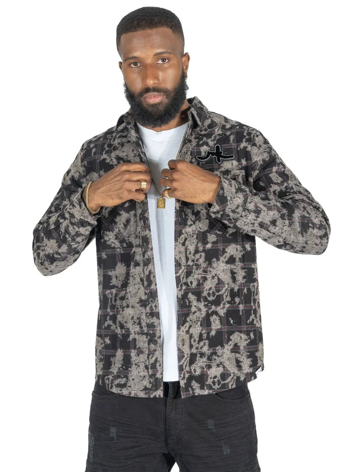 B&T MAKOBI BERTELI ACID PLAID SHIRT - BLACK