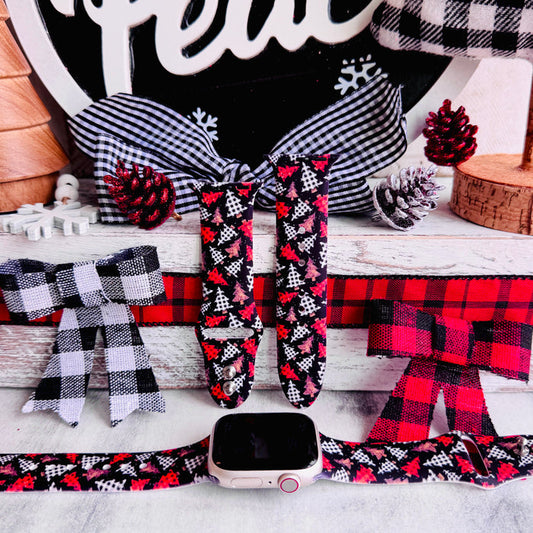 Buffalo Plaid & Pines Print Silicone Band For Apple Watch â Limited edition holiday pattern!