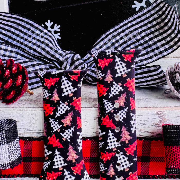 Buffalo Plaid & Pines Print Silicone Band For Apple Watch â Limited edition holiday pattern!