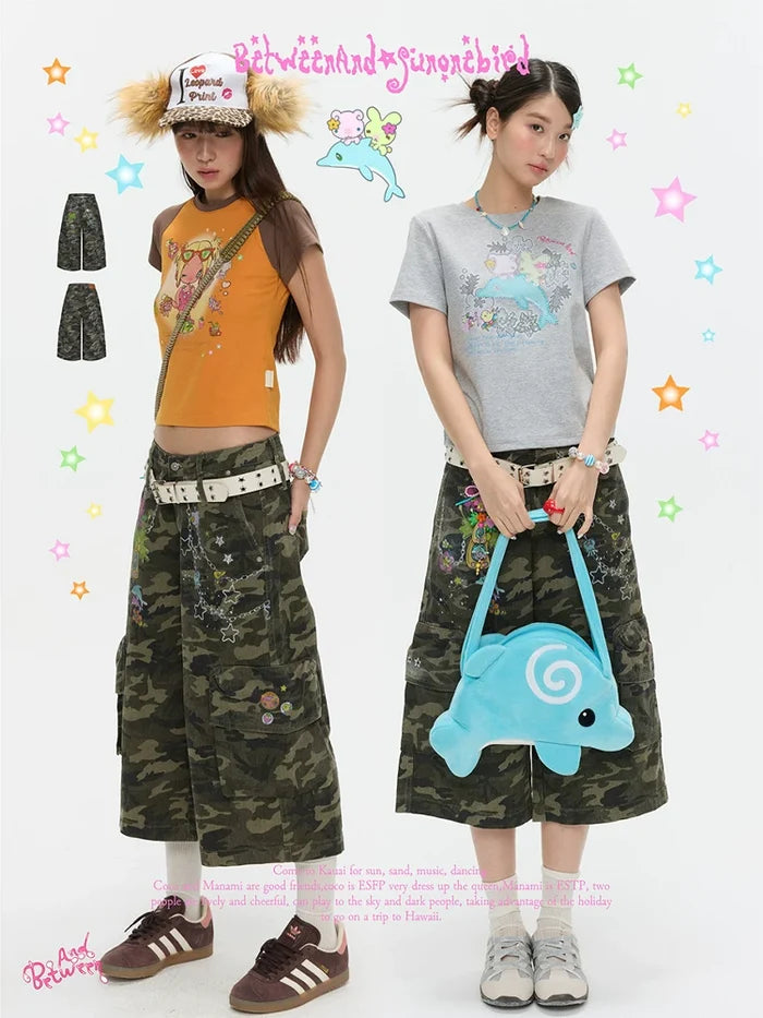 Camouflage capri pants