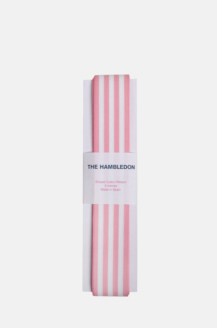 Candy Pink Cotton Stripe Ribbon 35mm 5m.