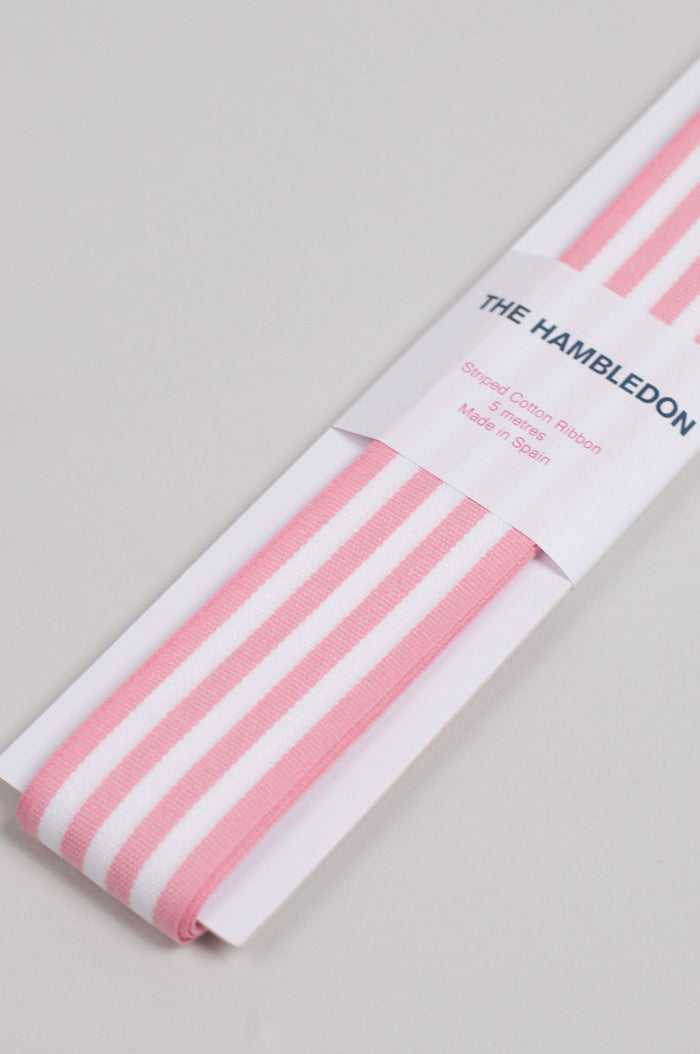 Candy Pink Cotton Stripe Ribbon 35mm x 5m