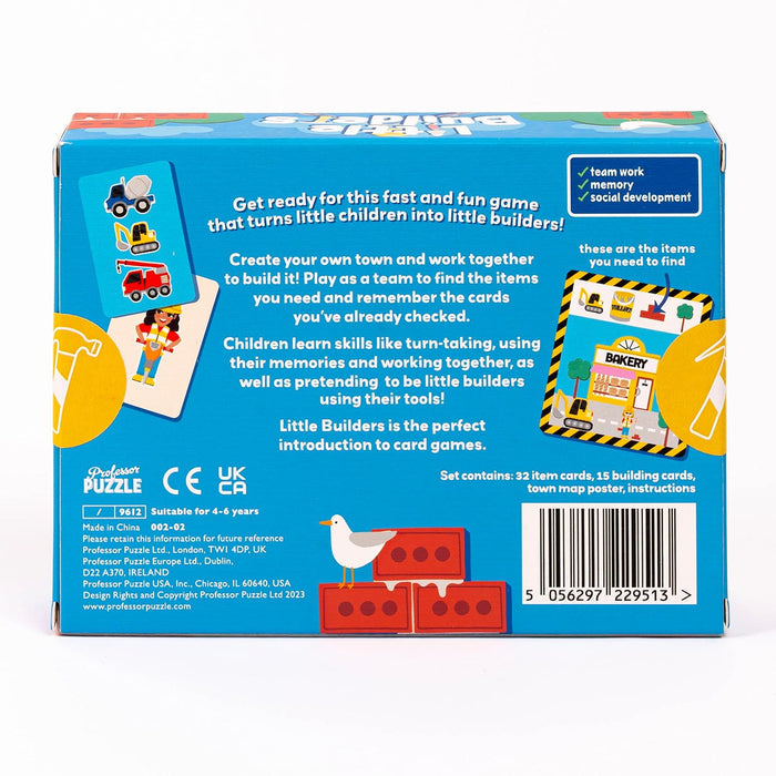 Professor Puzzle - Card Games - Little Builders - Back Of The Box