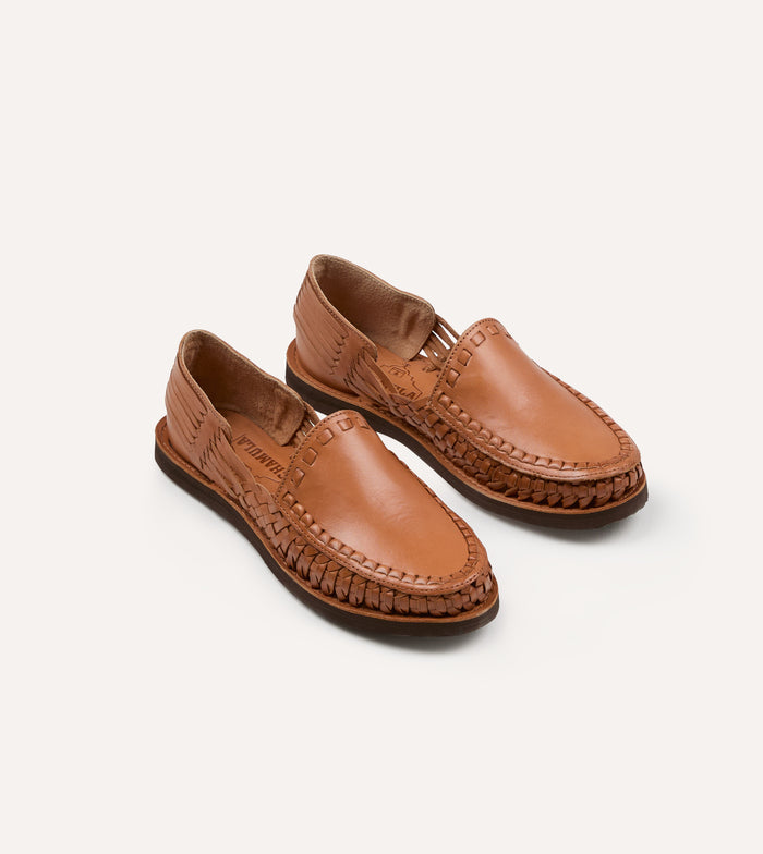 Chamula Tan Leather Durango Woven Sandal
