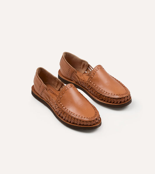 Chamula Tan Leather Durango Woven Sandal