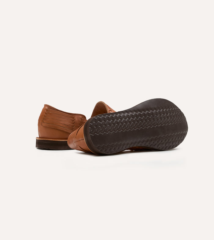 Chamula Tan Leather Durango Woven Sandal